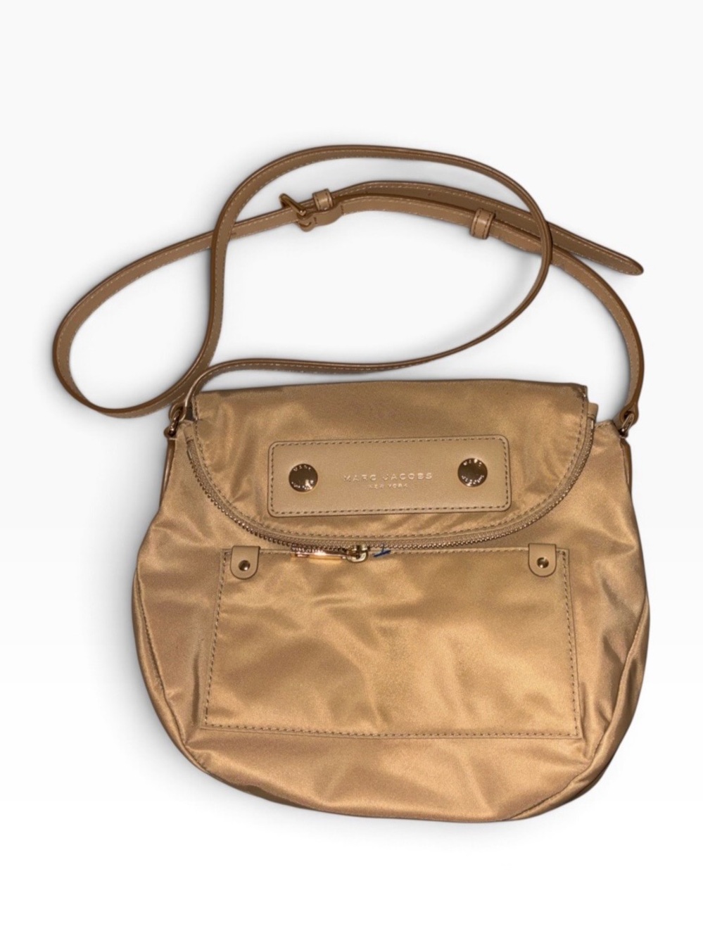 Like New Marc Jacobs Preppy Nylon Mini Natasha Crossbody Bag Tan